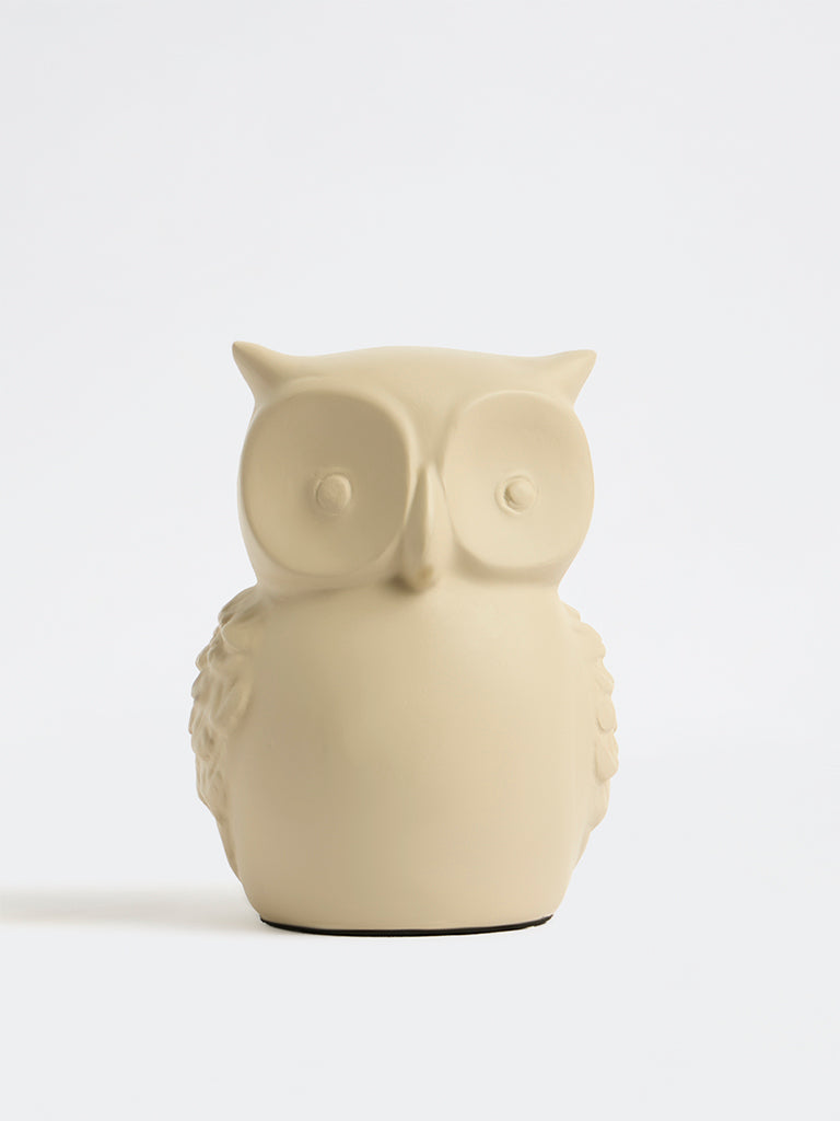 Westside Home Ivory Marble Mix Small Owl Decorative Object