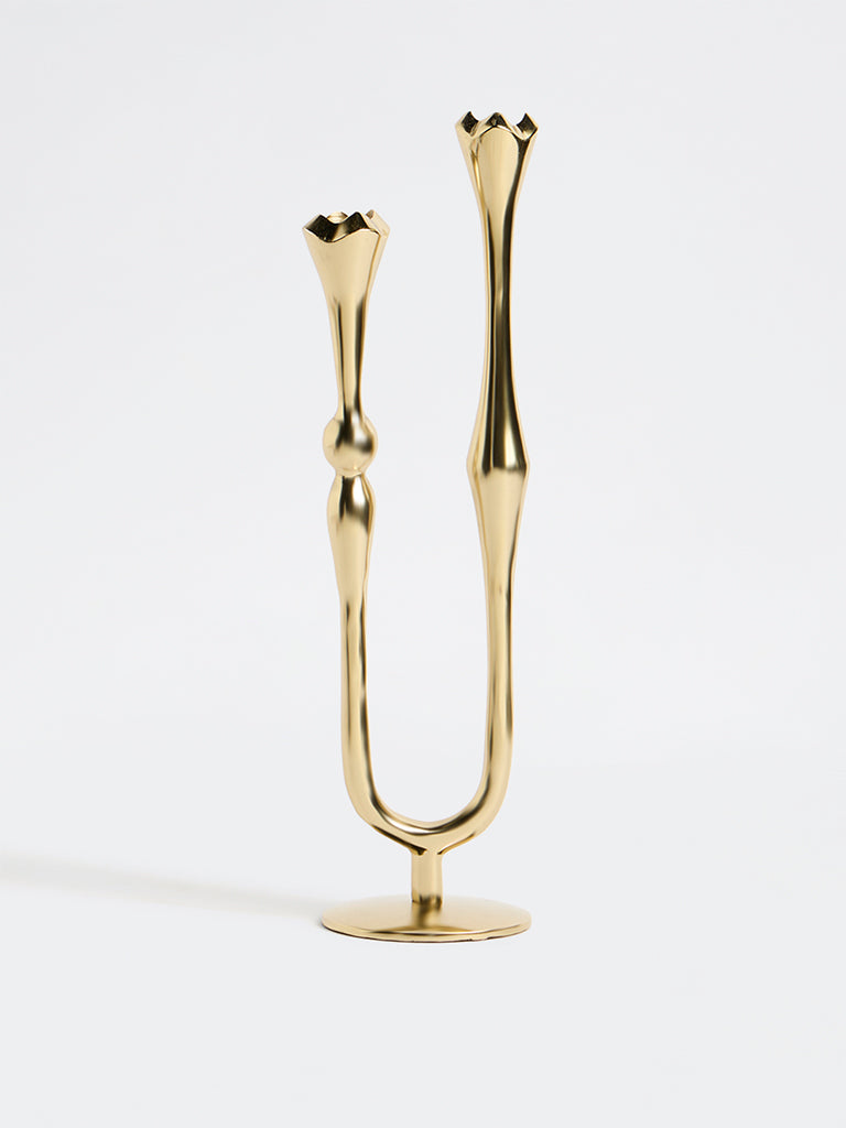 Westside Home Gold Tapered Dual Candle Holder