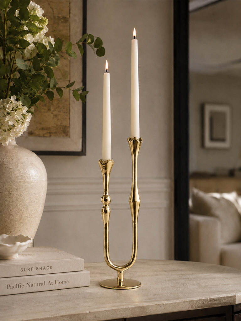 Westside Home Gold Tapered Dual Candle Holder