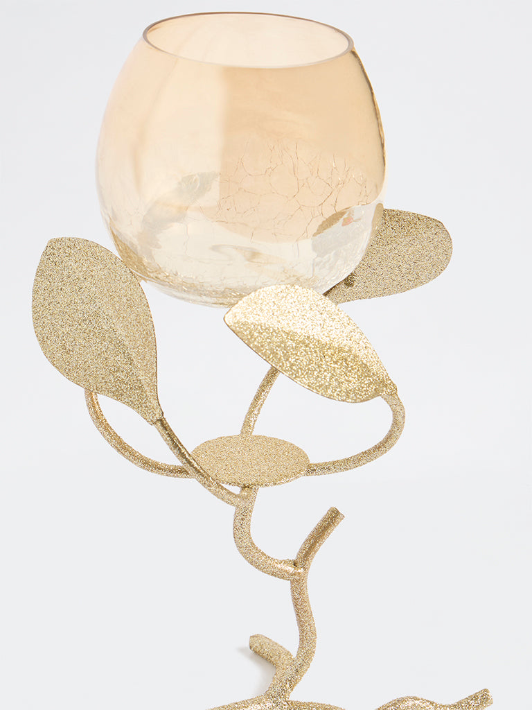 Westside Home Gold Single Leaf Design Tealight Holder