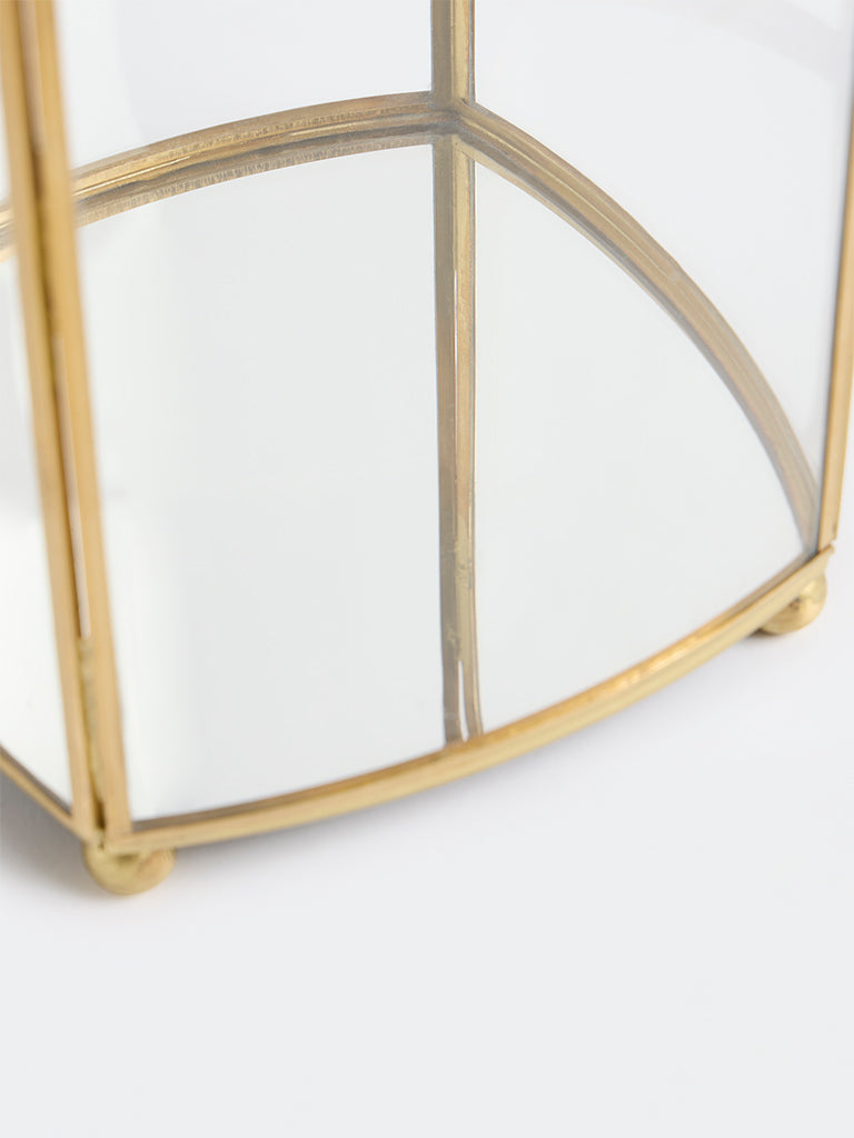 Westside Home Gold Metal Detailed Glass Lantern - Large