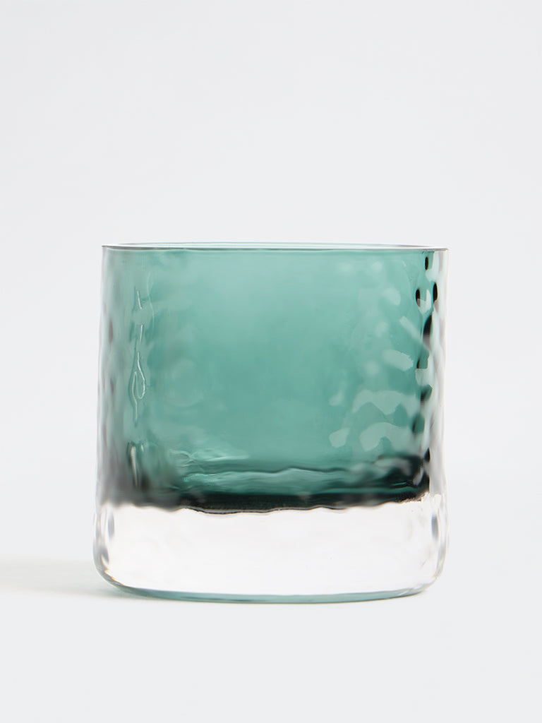 Westside Home Teal Hammered Glass Votive Candle Holder