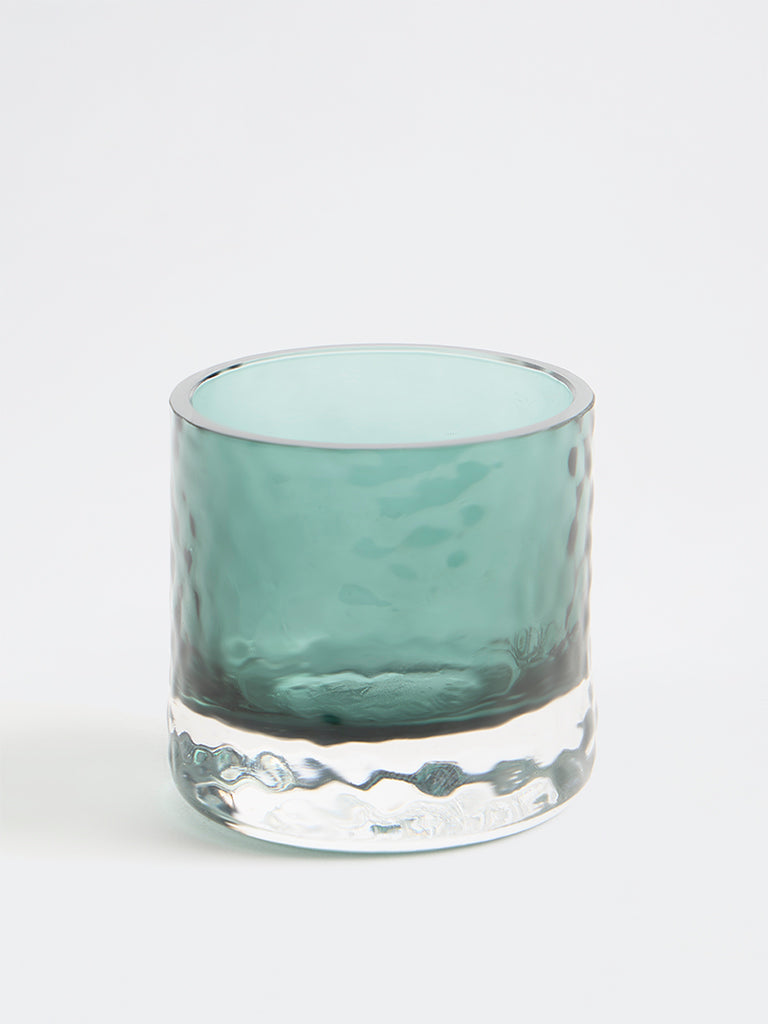 Westside Home Teal Hammered Glass Votive Candle Holder