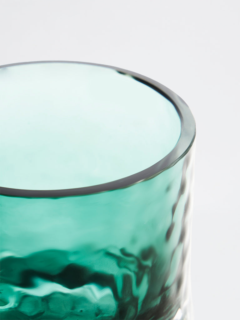 Westside Home Teal Hammered Glass Votive Candle Holder
