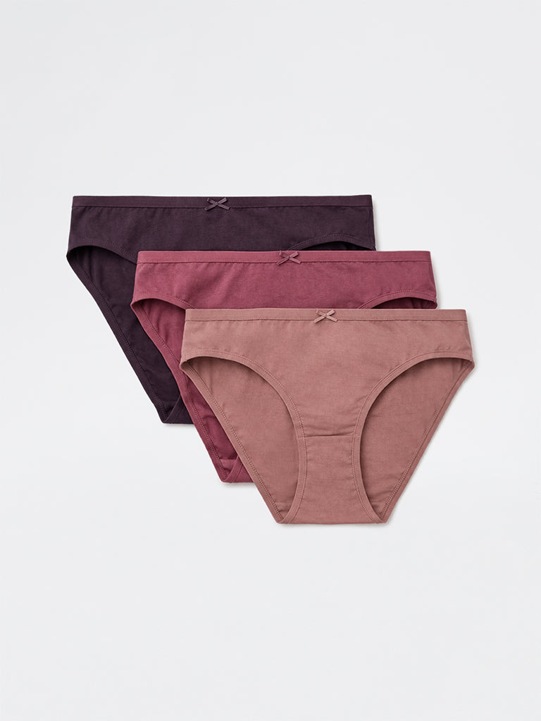 Wunderlove 3-Pack Cotton-Blend Bikini Briefs