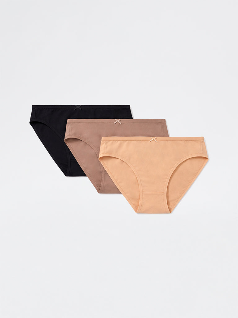 Wunderlove 3-Pack Cotton-Blend Hi-Leg Briefs