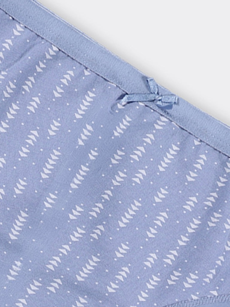 Wunderlove Blue Printed Hi-Leg Cotton-Blend Briefs - Pack of 3