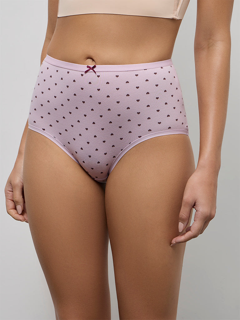 Wunderlove 3-Pack Heart Pattern Hi-Rise Cotton-Blend Briefs