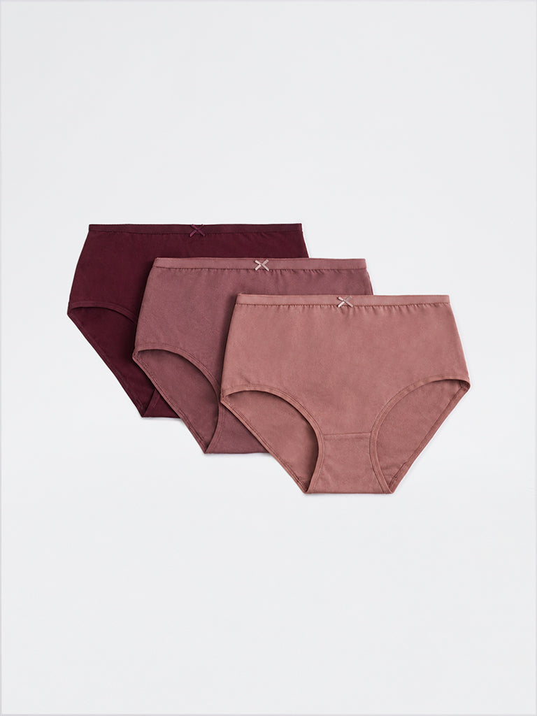 Wunderlove 3-Pack Solid Cotton-Blend High-Rise Briefs