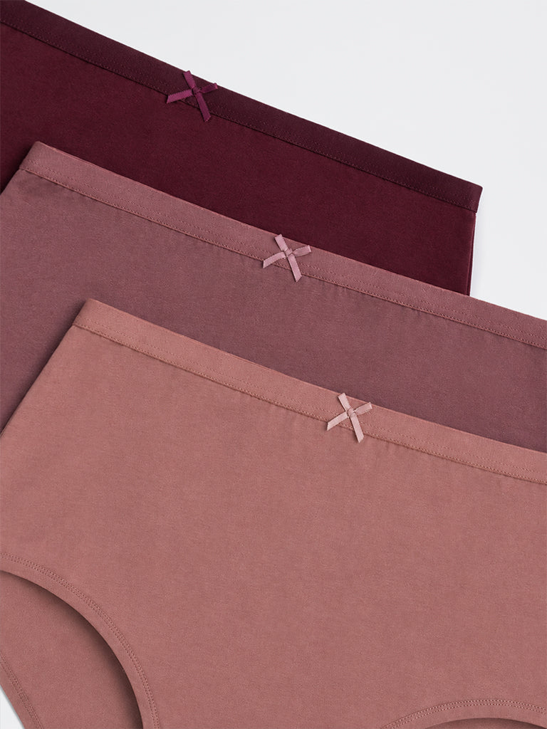 Wunderlove 3-Pack Solid Cotton-Blend High-Rise Briefs