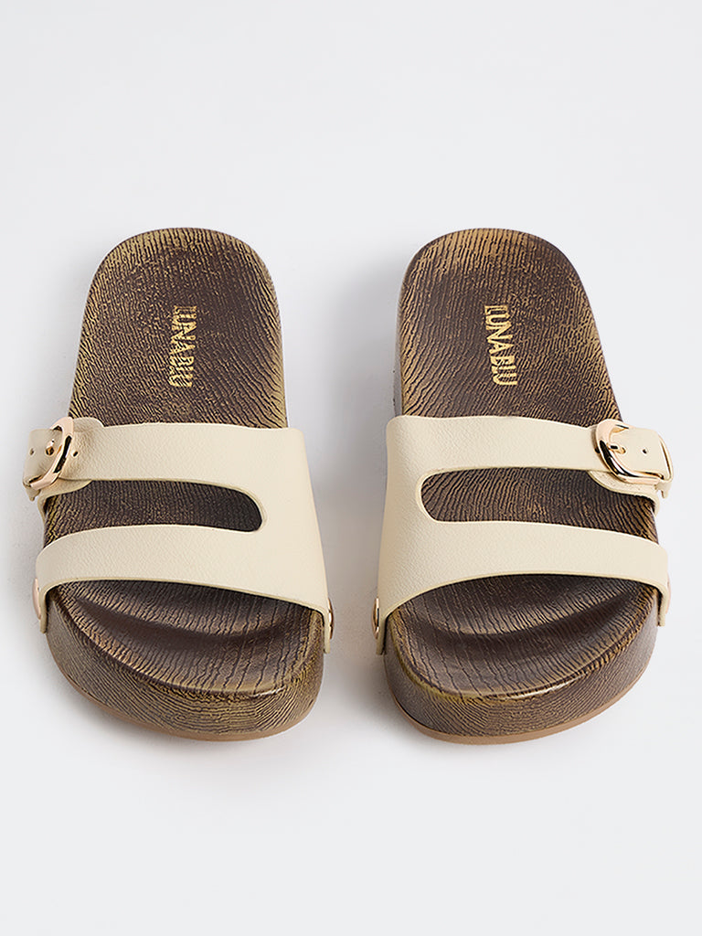 LUNA BLU Ivory Slip-On Sandals