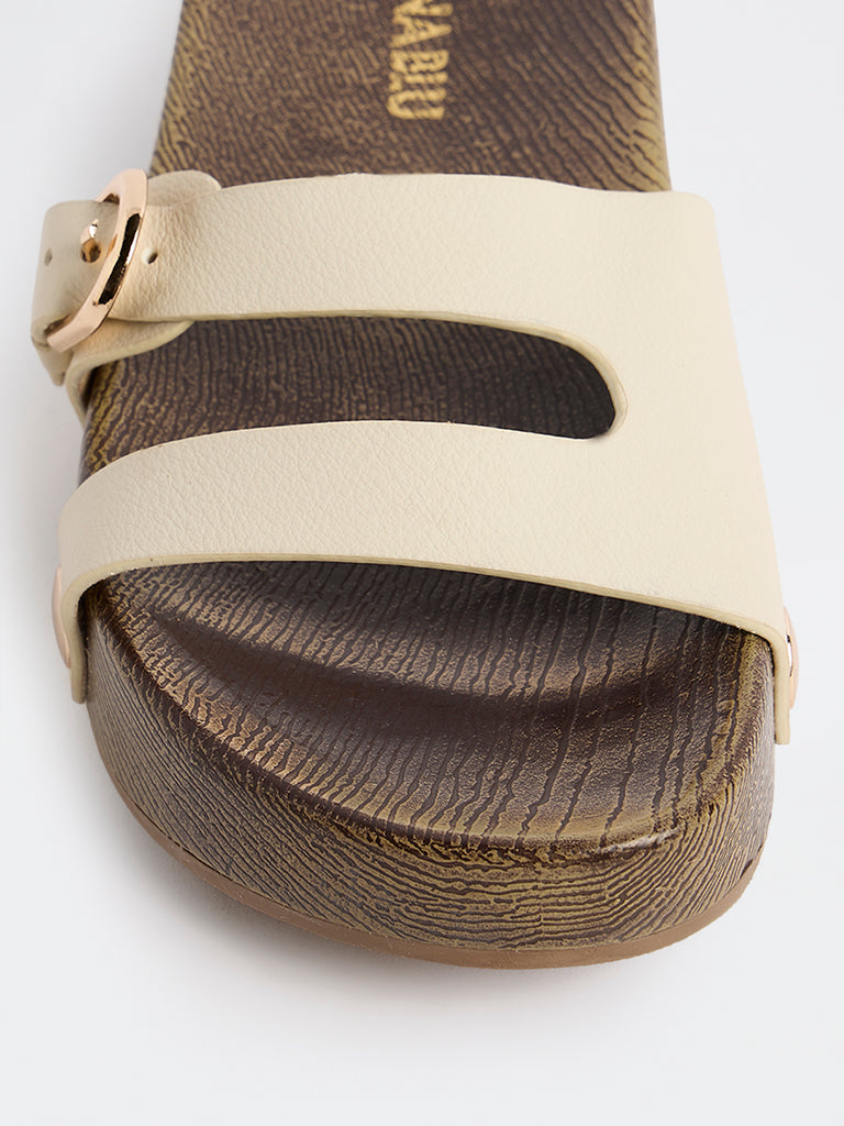 LUNA BLU Ivory Slip-On Sandals