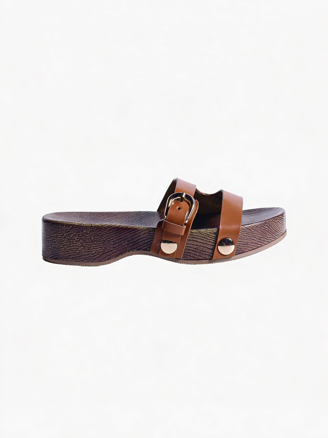 LUNA BLU Tan Buckle-Strap Wedge Sandals