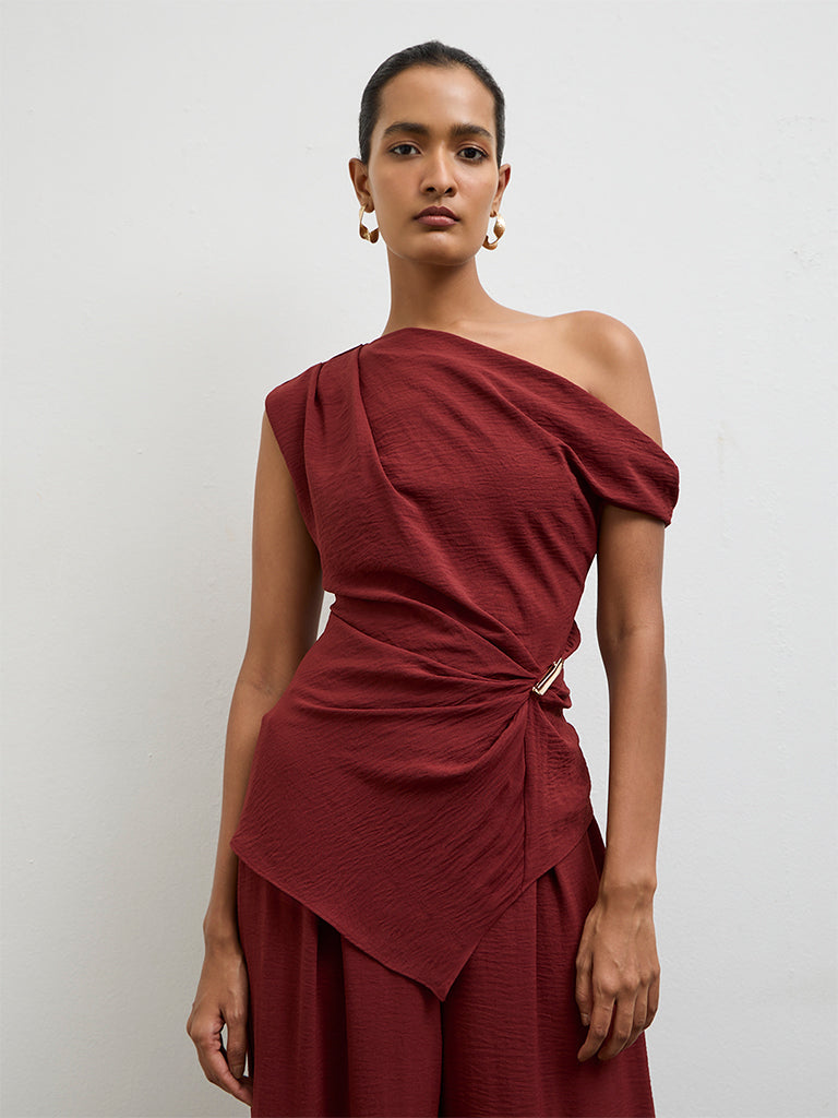 Wardrobe Red One-shoulder Top