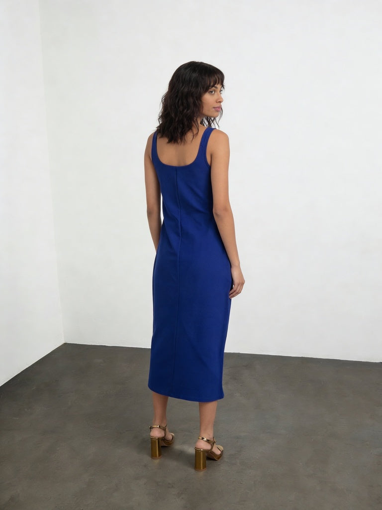 Buy Wardrobe Blue Ruched Detail Midi Bodycon Dress from Westside