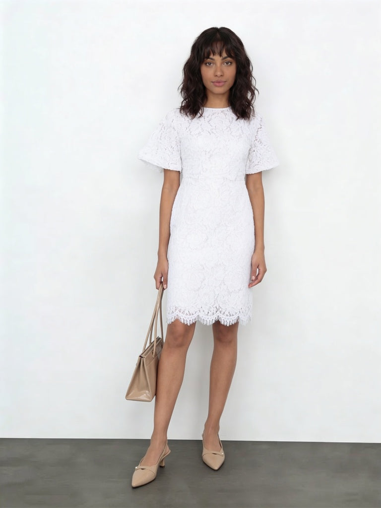 Wardrobe Ivory Floral Lace A-Line Dress