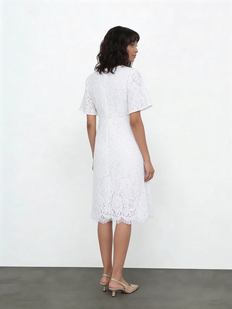 Wardrobe Ivory Floral Lace A-Line Dress