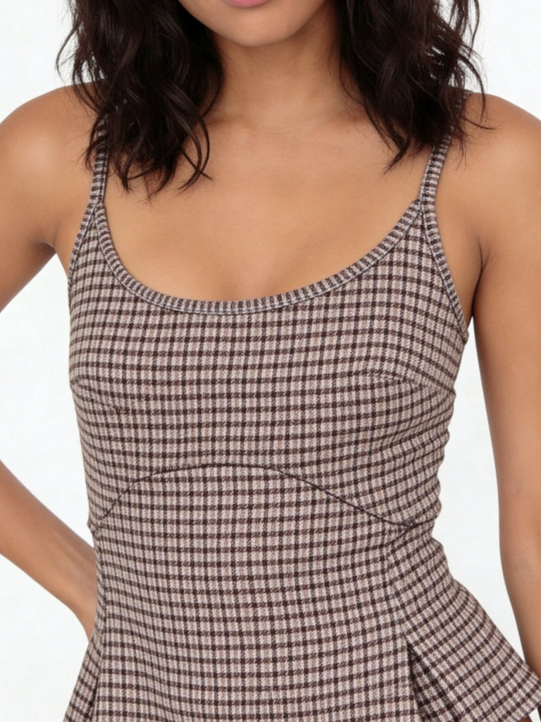 Buy Wardrobe Brown Houndstooth Check Peplum Top from Westside
