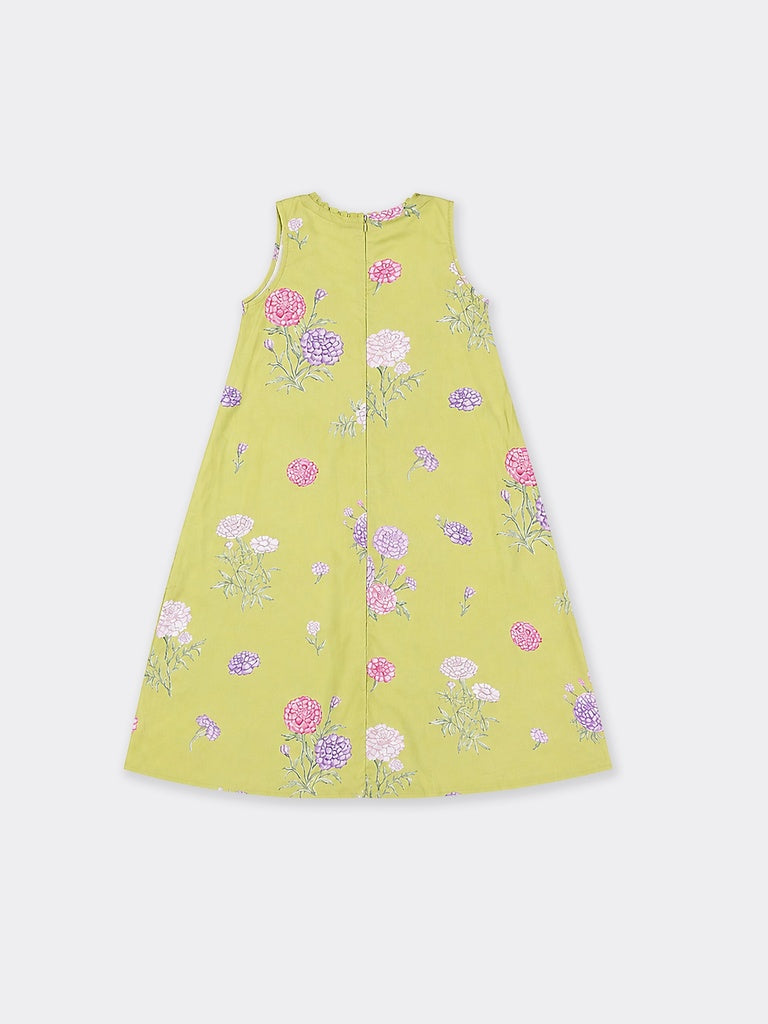 Utsa Lime Floral Design A-Line Kurta