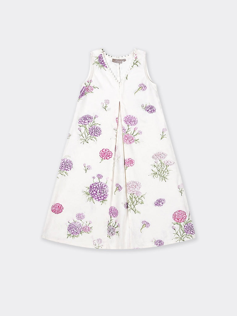 Utsa White Floral Printed A-Line Kurta