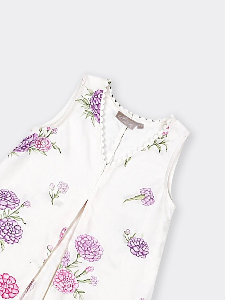 Utsa White Floral Printed A-Line Kurta