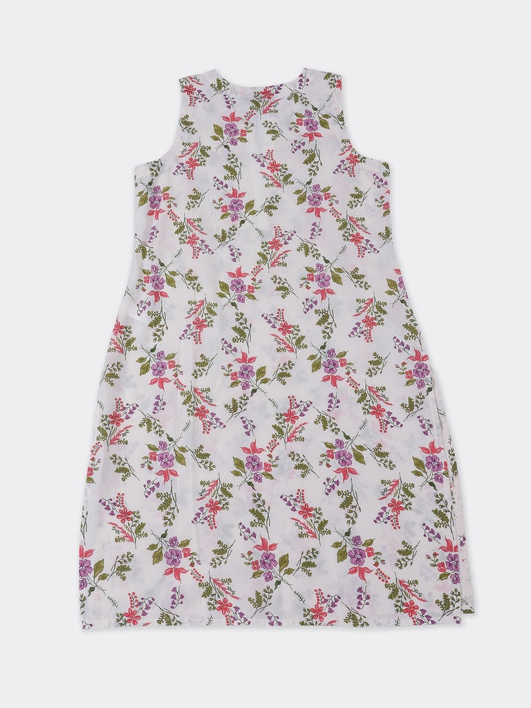 Utsa Off-White Floral Pattern Cotton A-Line Kurta