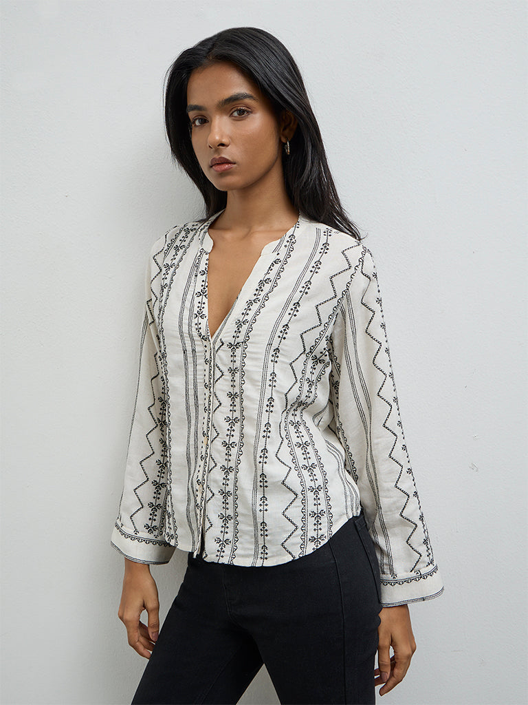 Utsa Off-White Embroidered Tunic