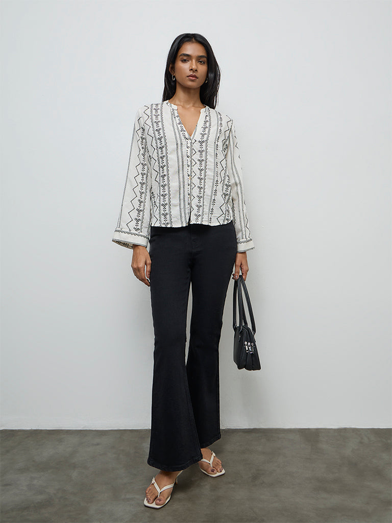 Utsa Off-White Embroidered Tunic
