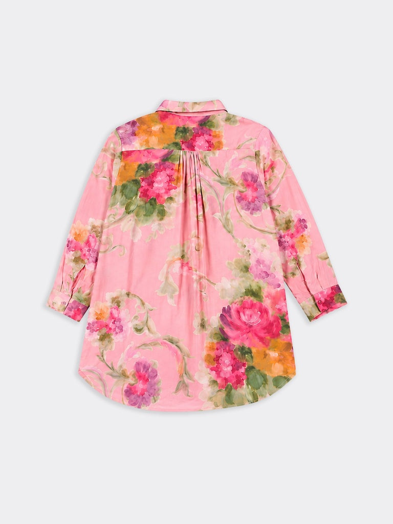 Utsa Pink Floral Design Tunic