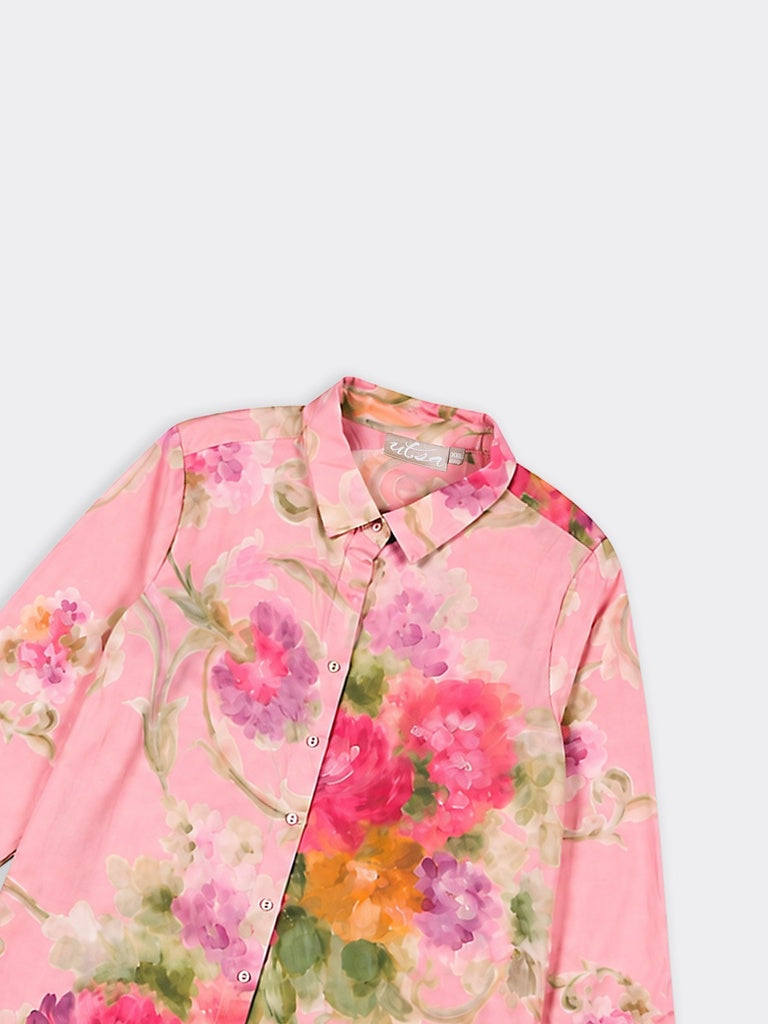Utsa Pink Floral Design Tunic
