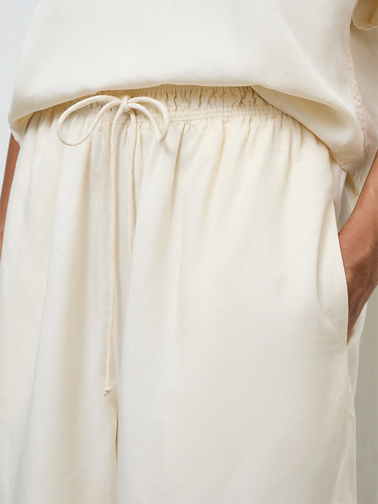 LOV Cream Solid High-Rise Pants