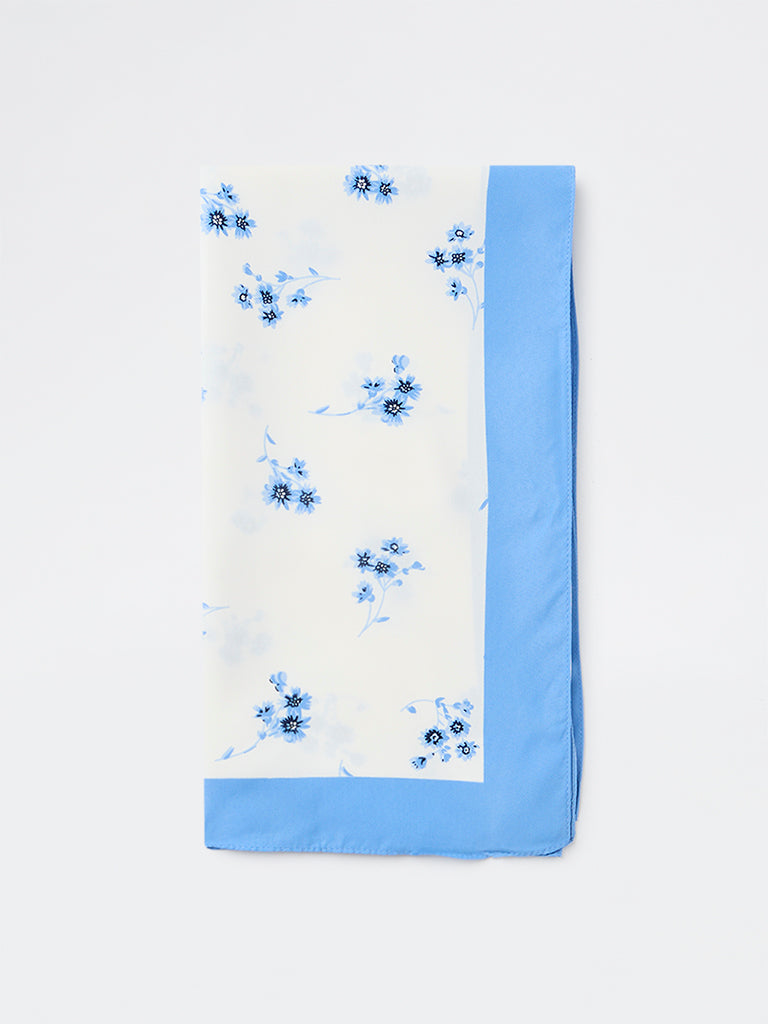Westside Accessories Blue Floral Pattern Scarf