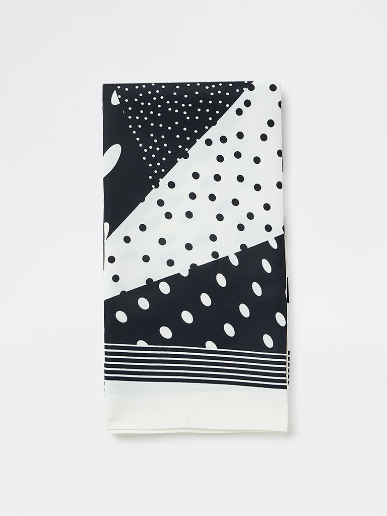 Westside Accessories Black and White Polka Dot Scarf