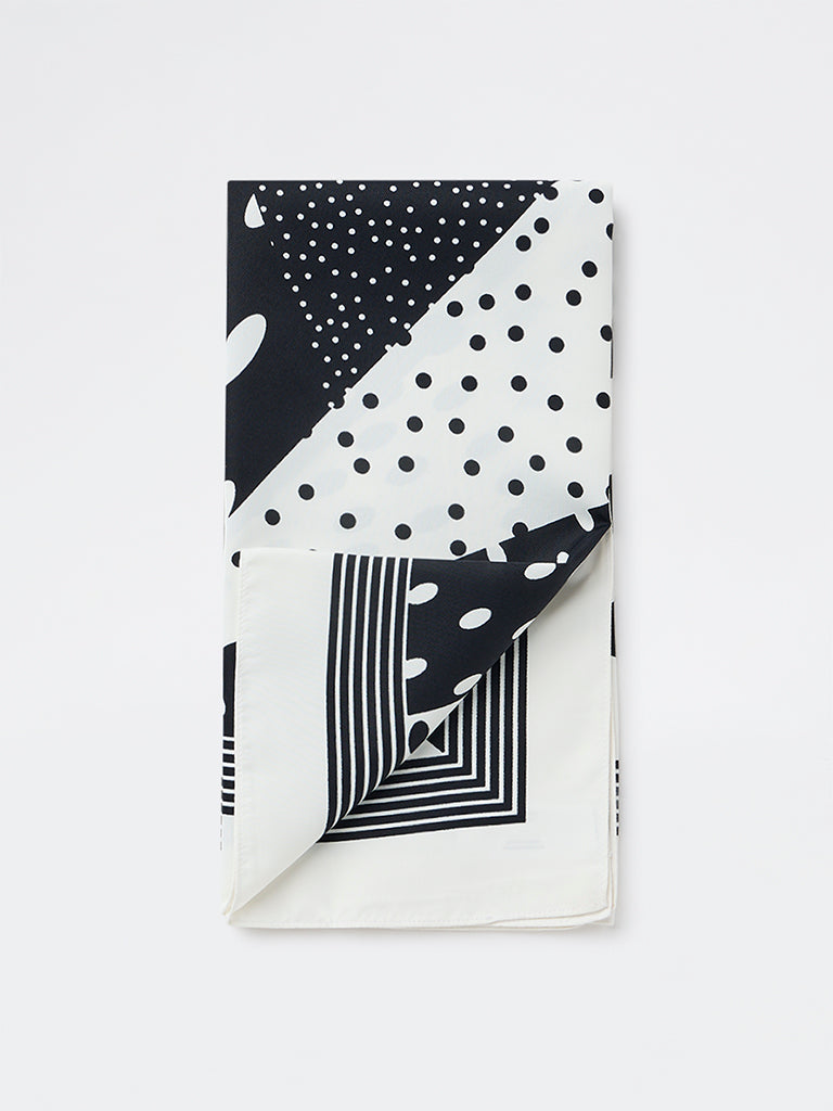 Westside Accessories Black and White Polka Dot Scarf