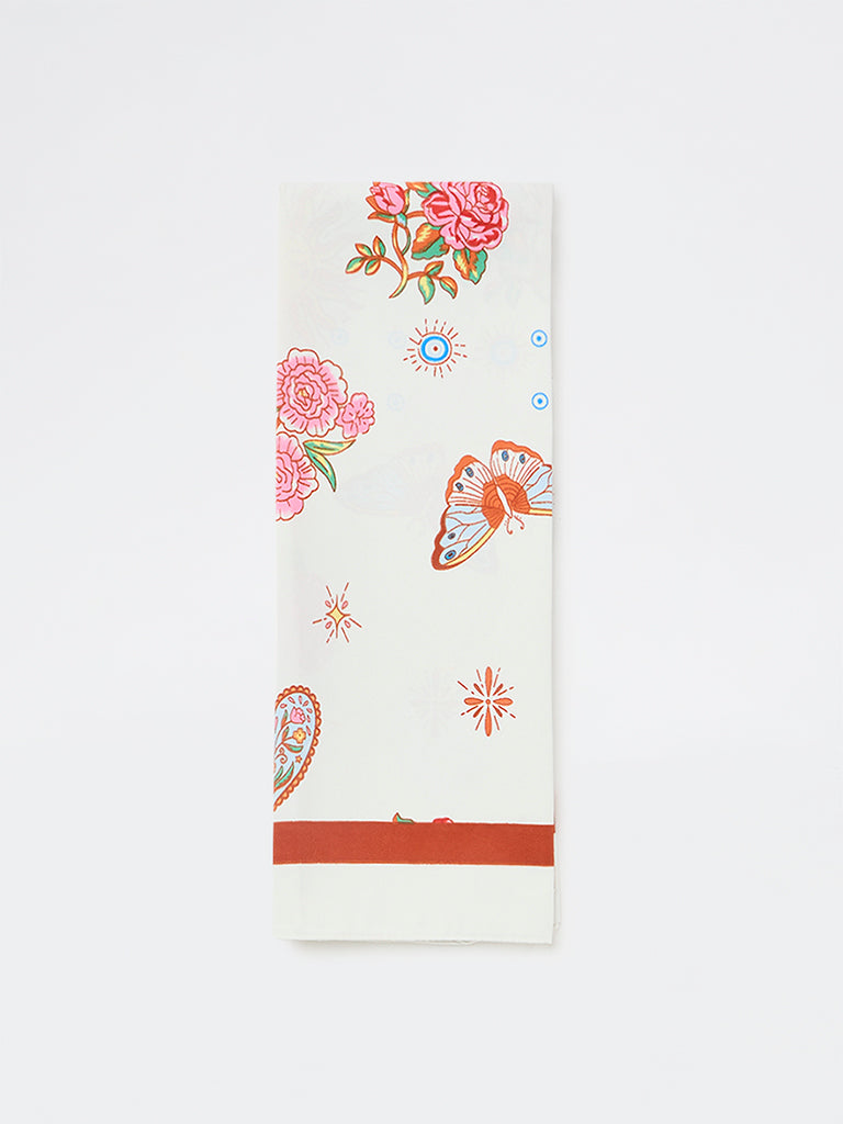 Westside Accessories Multi Color Butterfly and Heart Printed Scarf