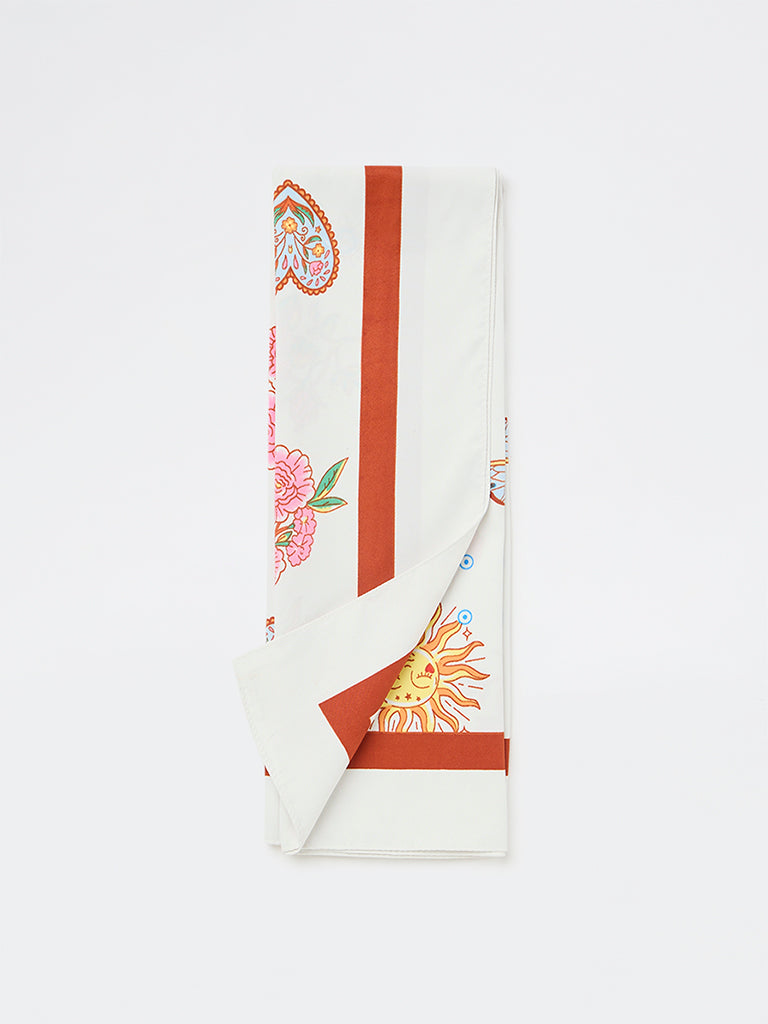 Westside Accessories Multi Color Butterfly and Heart Printed Scarf