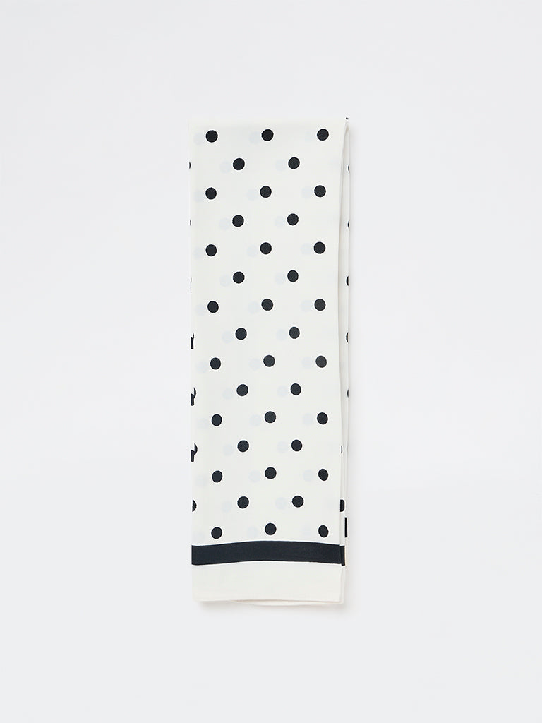 Westside Accessories Black and White Polka Dot Scarf