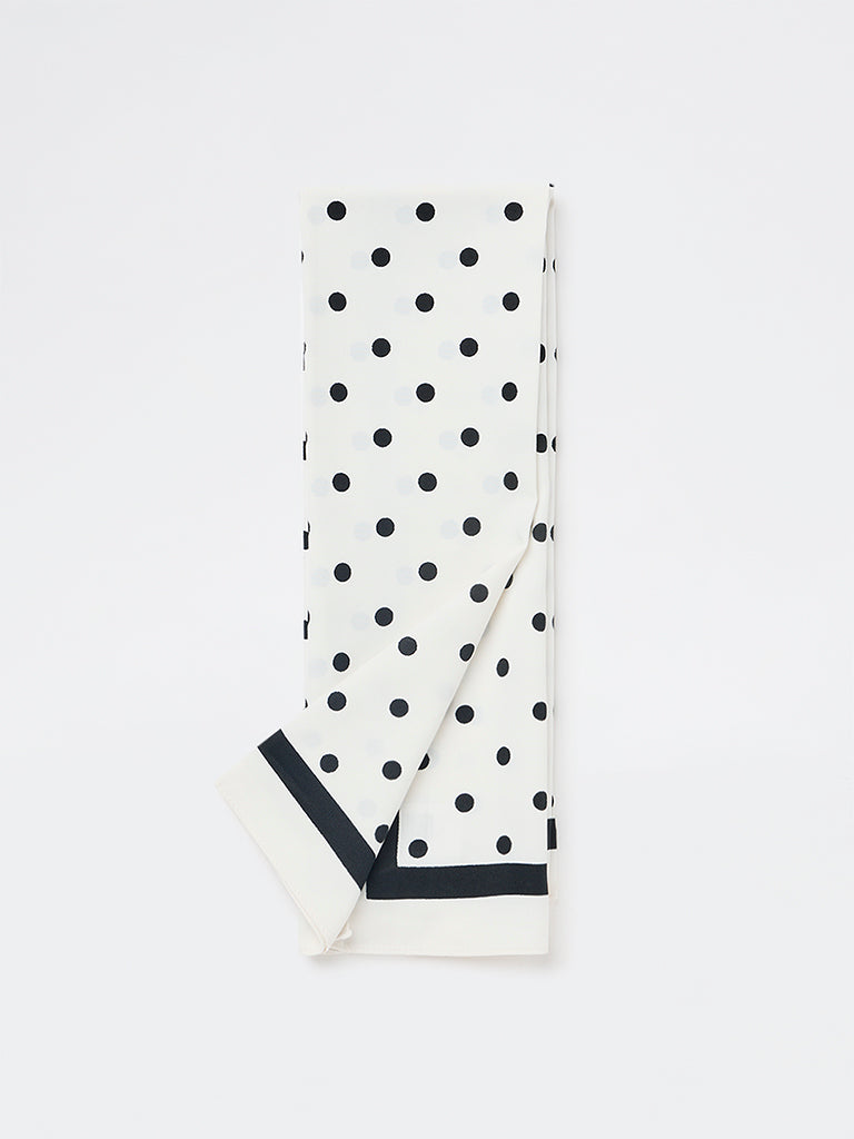 Westside Accessories Black and White Polka Dot Scarf