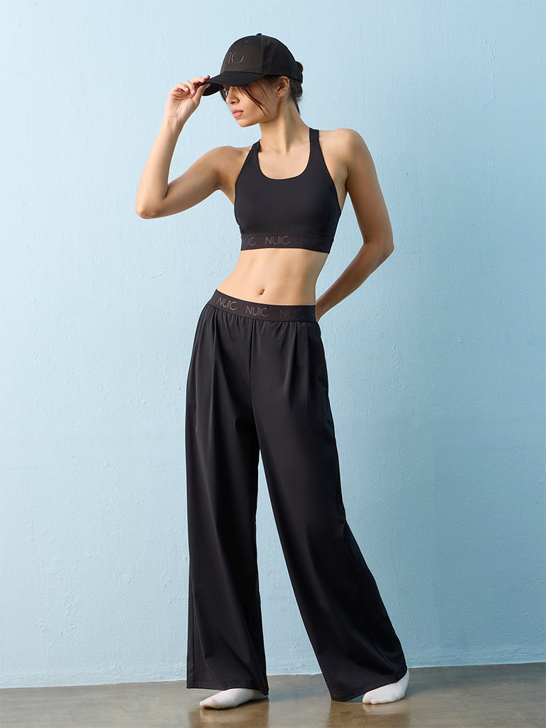 Nuoflexx Black Solid High-Rise Pants