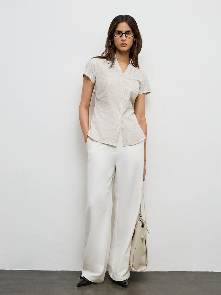 Wardrobe Beige Striped Shirt