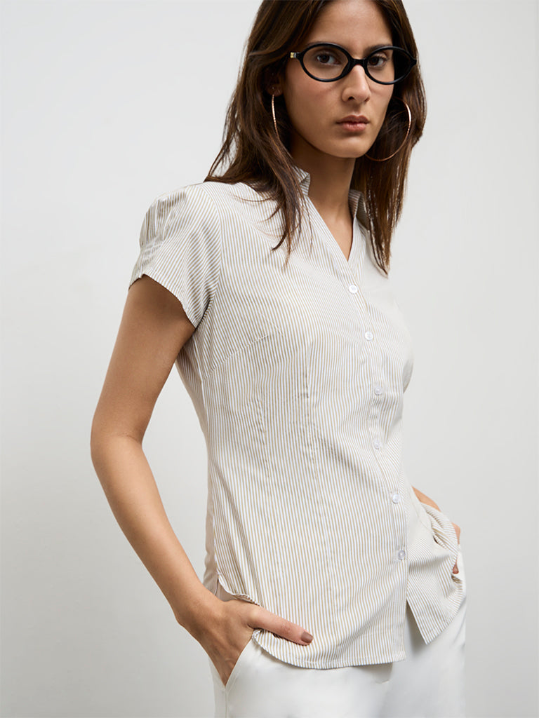 Wardrobe Beige Striped Shirt