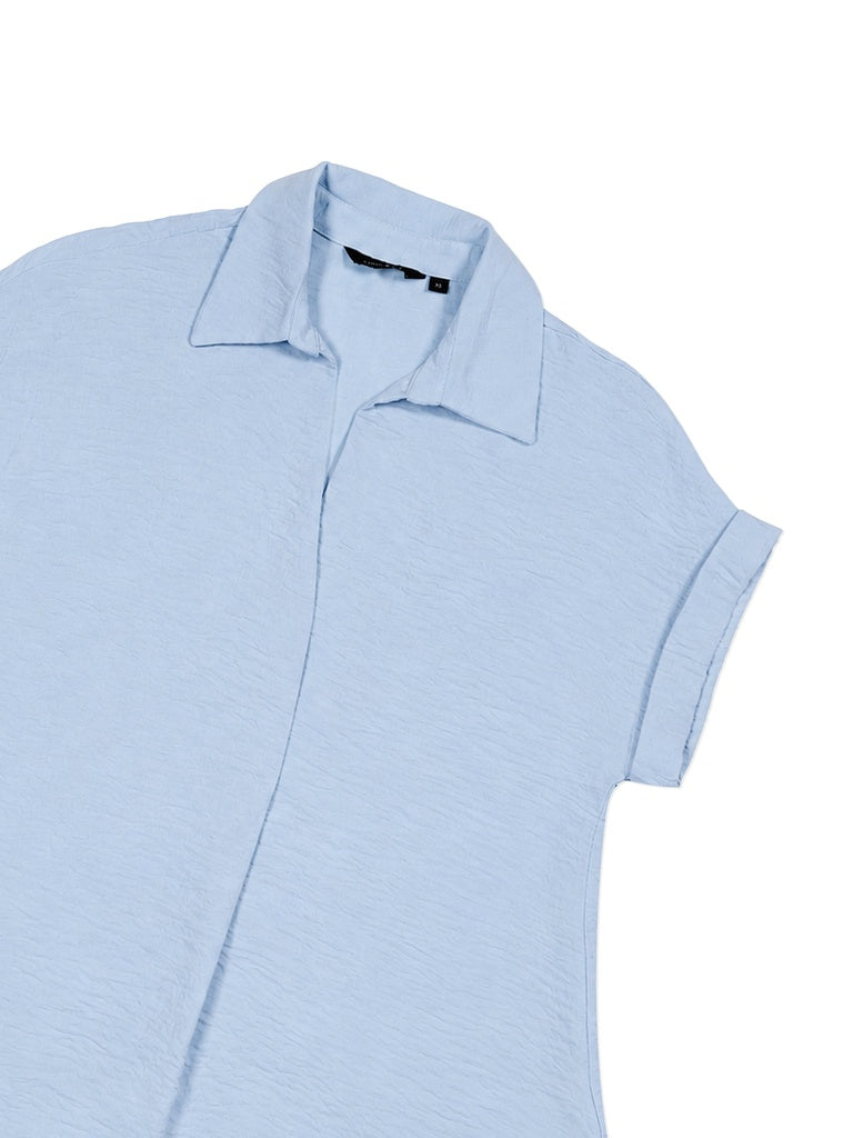 Wardrobe Light Blue Crinkle-Textured Blouse