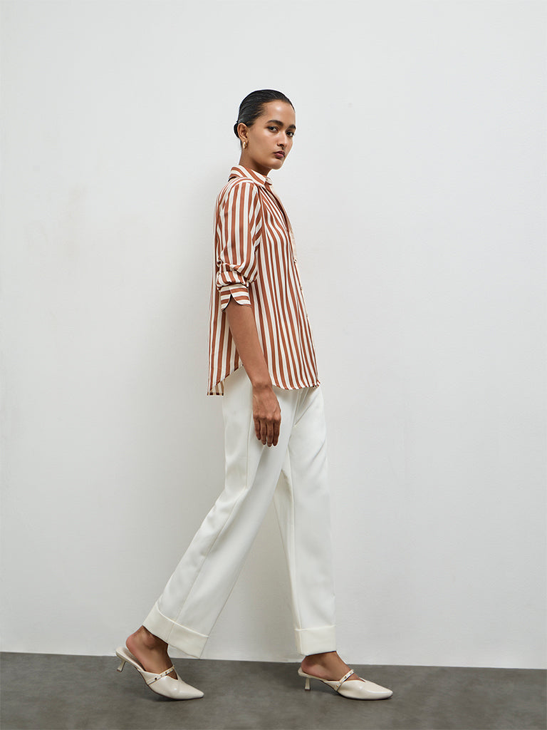 Wardrobe Tan Striped Shirt