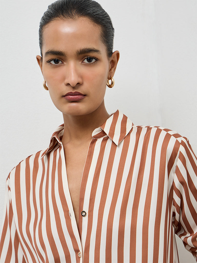 Wardrobe Tan Striped Shirt
