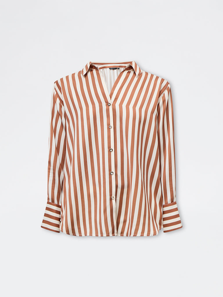 Wardrobe Tan Striped Shirt