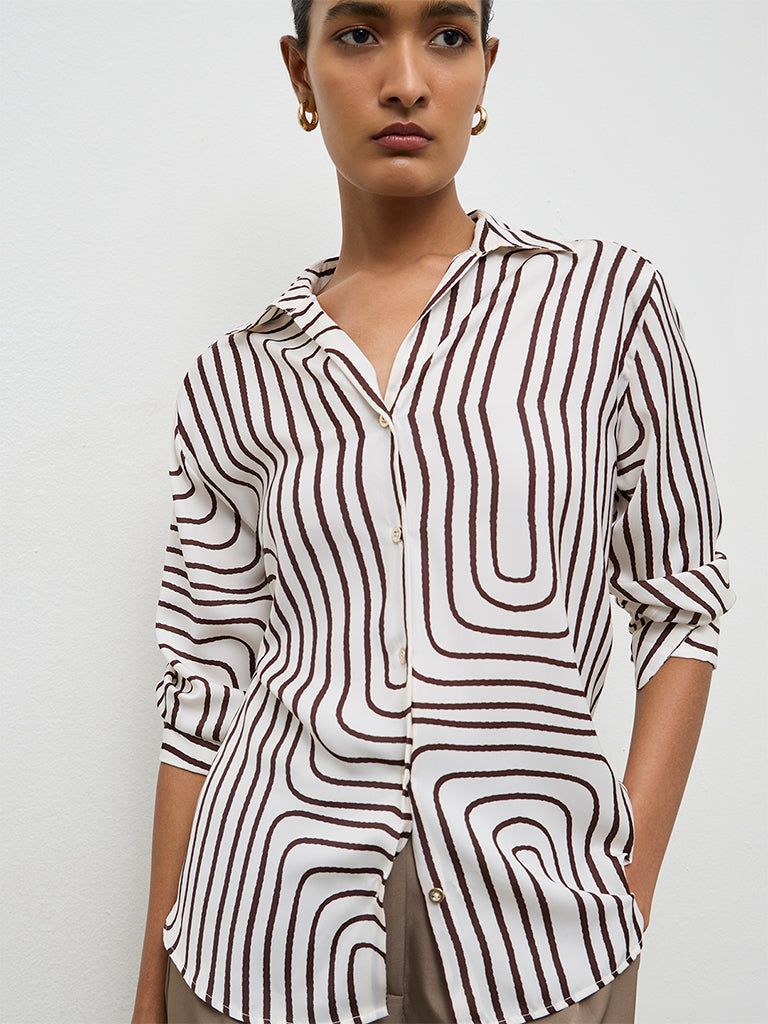 Wardrobe Ivory Geometric Printed Shirt