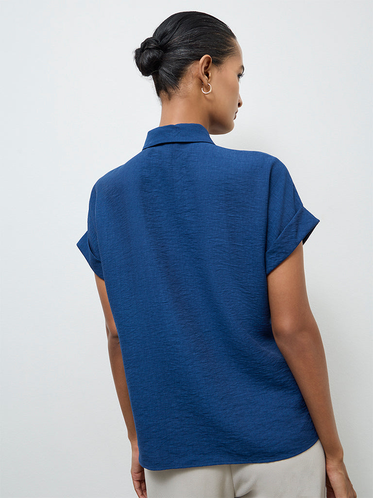 Wardrobe Indigo Tie-Up Blouse