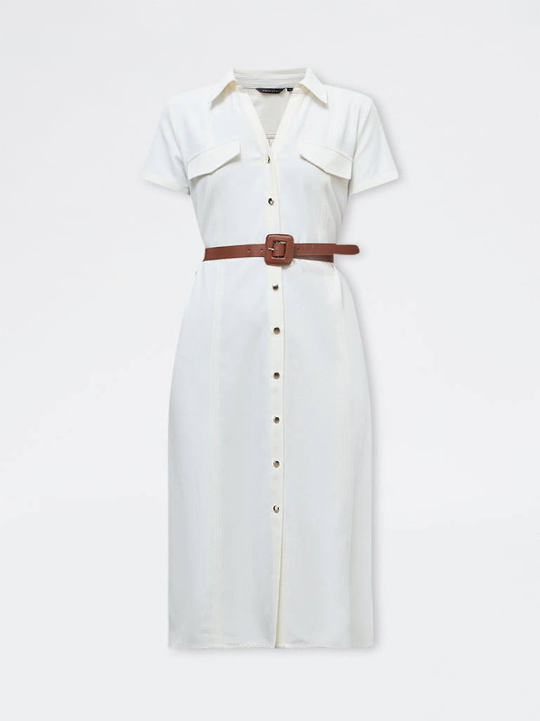 Wardrobe Ivory Shirt Dress with Belt