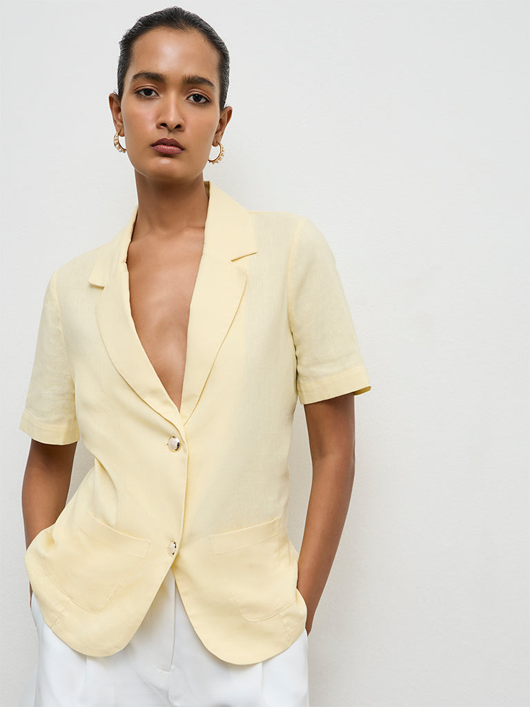 Wardrobe Light Yellow Blazer-Style Blazer