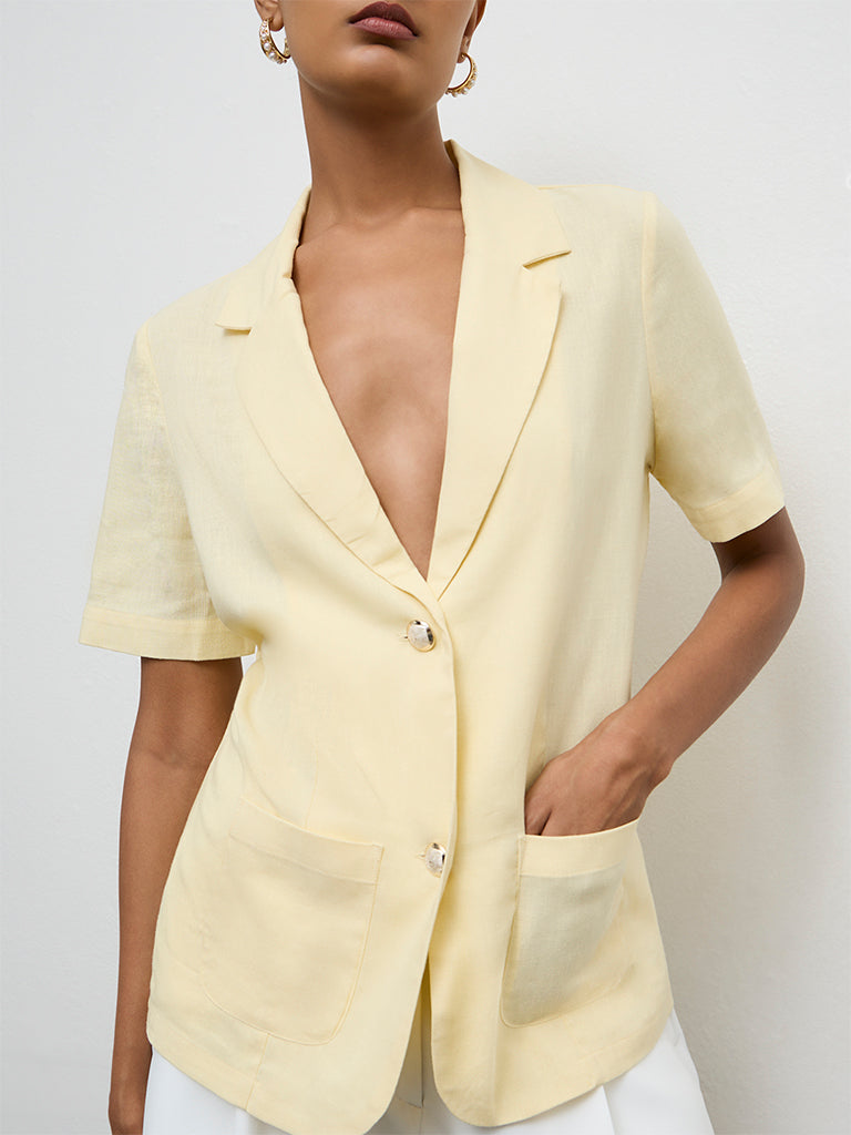 Wardrobe Light Yellow Blazer-Style Blazer